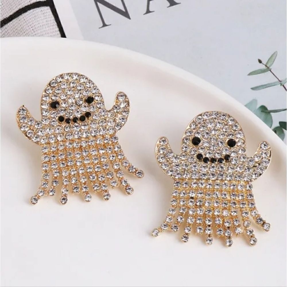 New Rhinestone Ghost Halloween Earrings